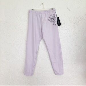 NWT Wildfox Blooms Rory Cozy Jogger Sweatpants Lilac